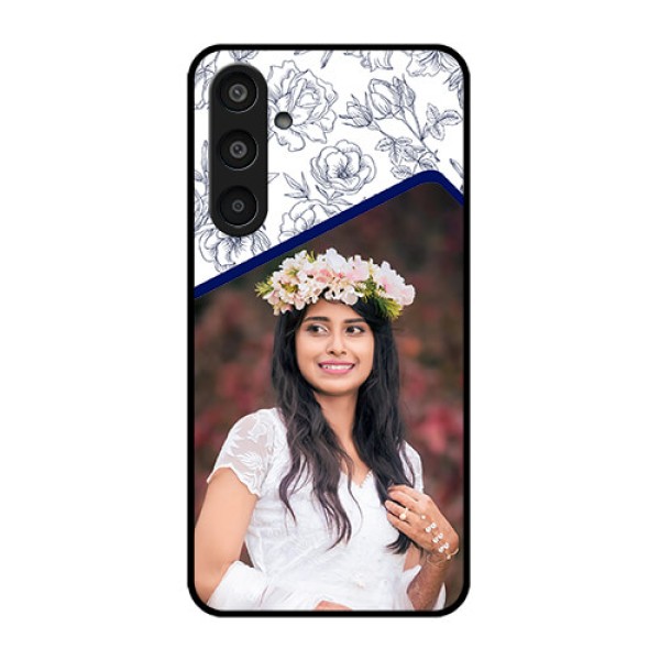 Samsung Galaxy M35 5G Custom Glass Phone CaseClassy Floral Design Samsung Galaxy M35 5G Custom Glass Phone CaseClassy Floral Design