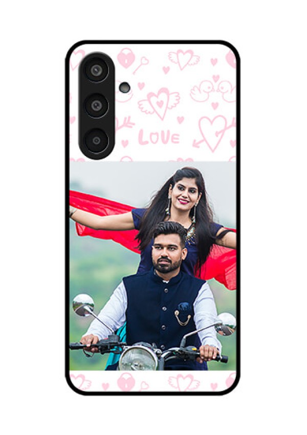 Samsung Galaxy M35 5G Custom Glass Phone CasePink Flying Heart Design