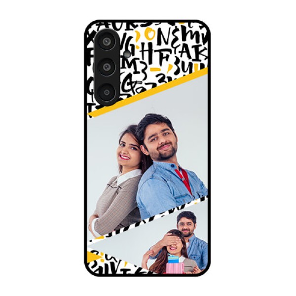 Samsung Galaxy M35 5G Custom Glass Phone CaseLetters Pattern Design Samsung Galaxy M35 5G Custom Glass Phone CaseLetters Pattern Design