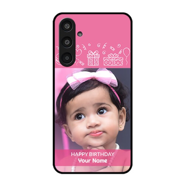 Samsung Galaxy M35 5G Custom Glass Phone CaseWith Birthday Line Art Design Samsung Galaxy M35 5G Custom Glass Phone CaseWith Birthday Line Art Design