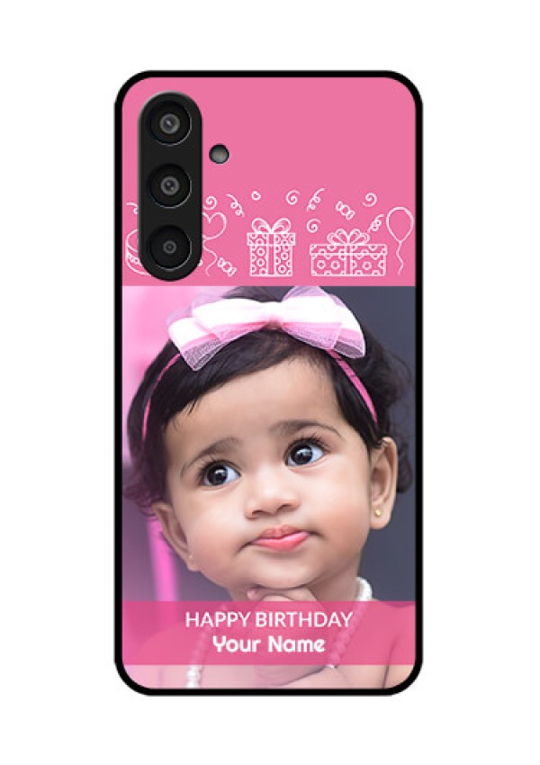Samsung Galaxy M35 5G Custom Glass Phone CaseWith Birthday Line Art Design