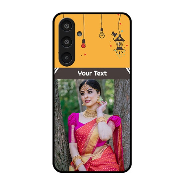 Samsung Galaxy M35 5G Custom Glass Phone CaseWith Family Picture And Icons Samsung Galaxy M35 5G Custom Glass Phone CaseWith Family Picture And Icons