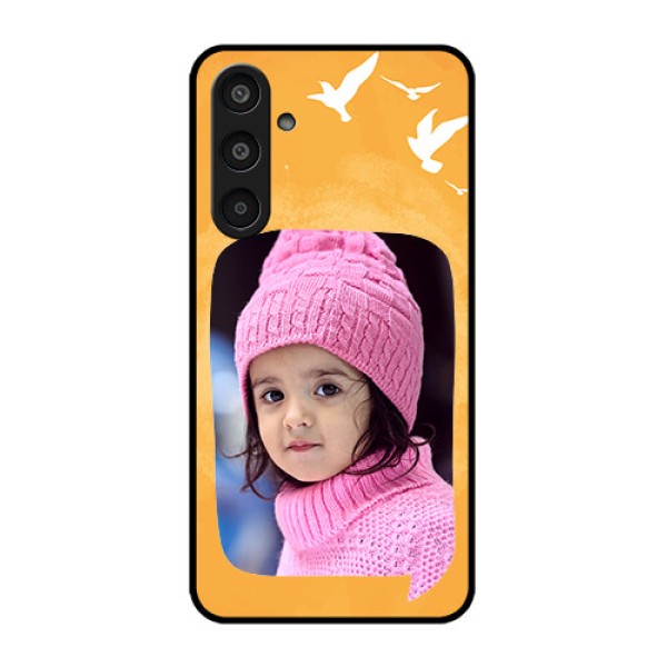 Samsung Galaxy M35 5G Custom Glass Phone CaseWater Color Design With Bird Icons Samsung Galaxy M35 5G Custom Glass Phone CaseWater Color Design With Bird Icons