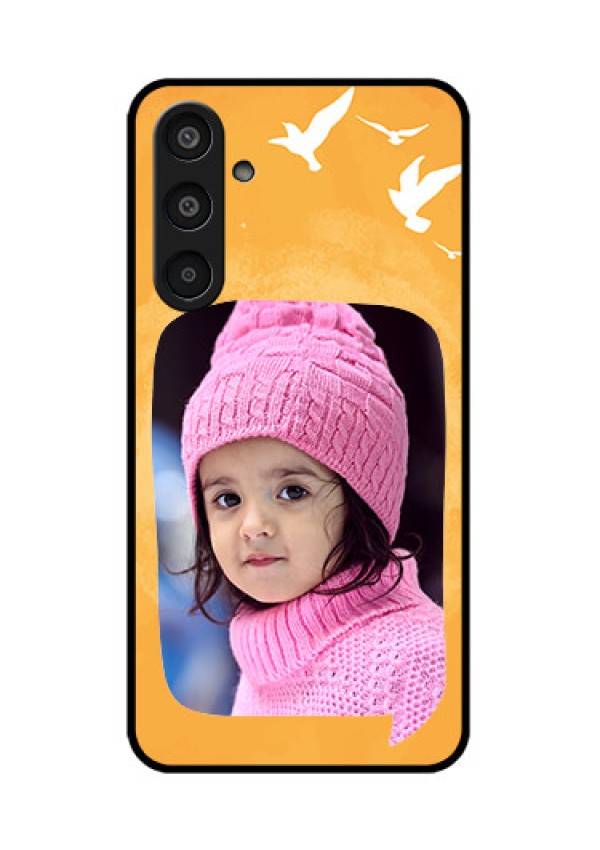Samsung Galaxy M35 5G Custom Glass Phone CaseWater Color Design With Bird Icons