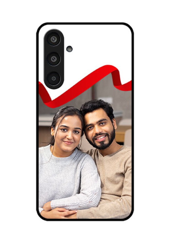 Samsung Galaxy M35 5G Custom Glass Phone CaseRed Ribbon Frame Design