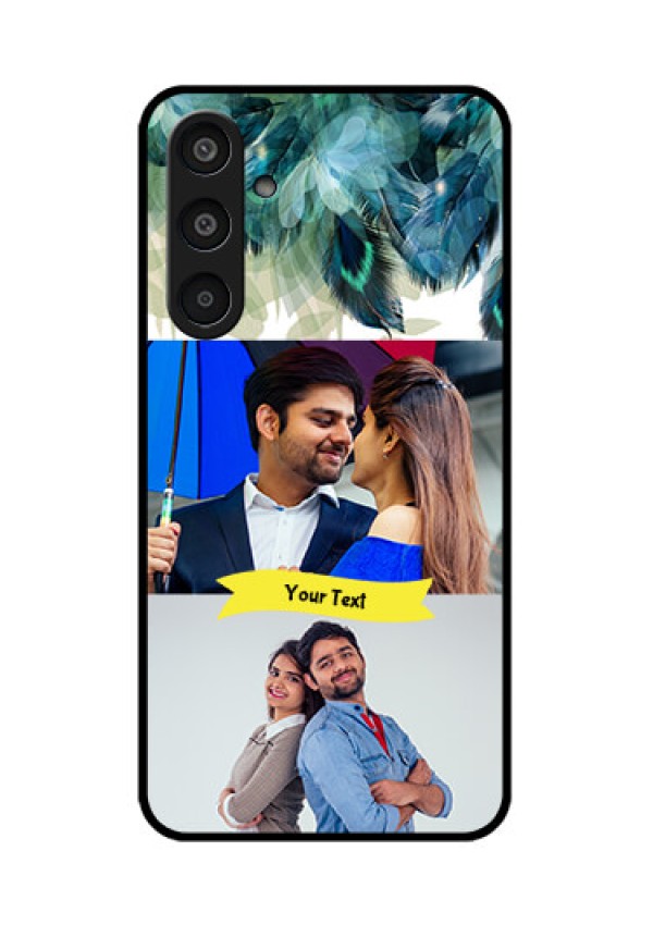 Samsung Galaxy M35 5G Custom Glass Phone CaseImage With Boho Peacock Feather Design