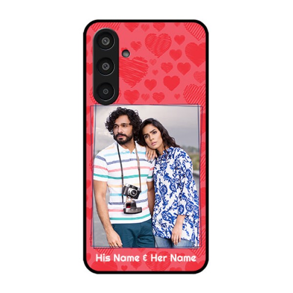 Samsung Galaxy M35 5G Custom Glass Phone CaseWith Red Heart Symbols Design Samsung Galaxy M35 5G Custom Glass Phone CaseWith Red Heart Symbols Design