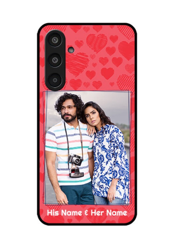 Samsung Galaxy M35 5G Custom Glass Phone CaseWith Red Heart Symbols Design
