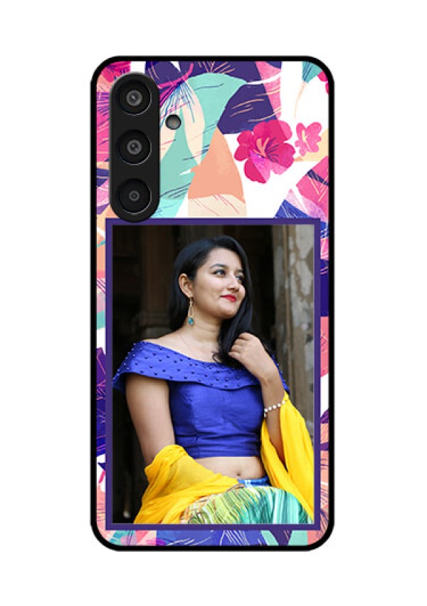 Samsung Galaxy M35 5G Custom Glass Phone CaseAbstract Floral Design