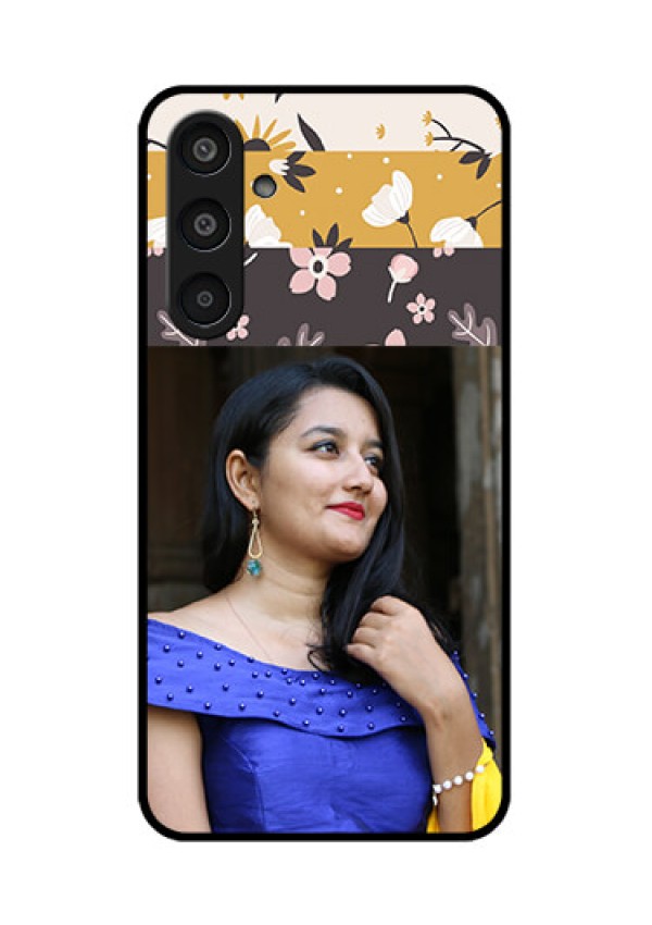 Samsung Galaxy M35 5G Custom Glass Phone CaseStylish Floral Design