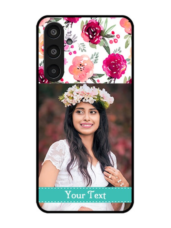 Custom Samsung Galaxy M35 5G Custom Glass Phone CaseWater Colors Floral Design