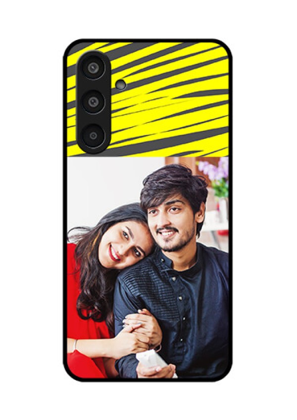 Samsung Galaxy M35 5G Custom Glass Phone CaseYellow Abstract Design