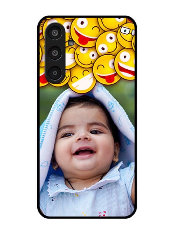 Custom Samsung Galaxy M35 5G Custom Glass Phone CaseWith Smiley Emoji Design