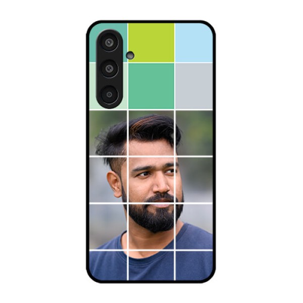 Samsung Galaxy M35 5G Custom Glass Phone CaseWith White Box Pattern Samsung Galaxy M35 5G Custom Glass Phone CaseWith White Box Pattern