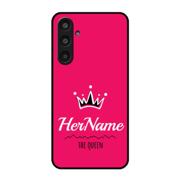 Samsung Galaxy M35 5G Custom Glass Phone CaseQueen With Name Design Samsung Galaxy M35 5G Custom Glass Phone CaseQueen With Name Design