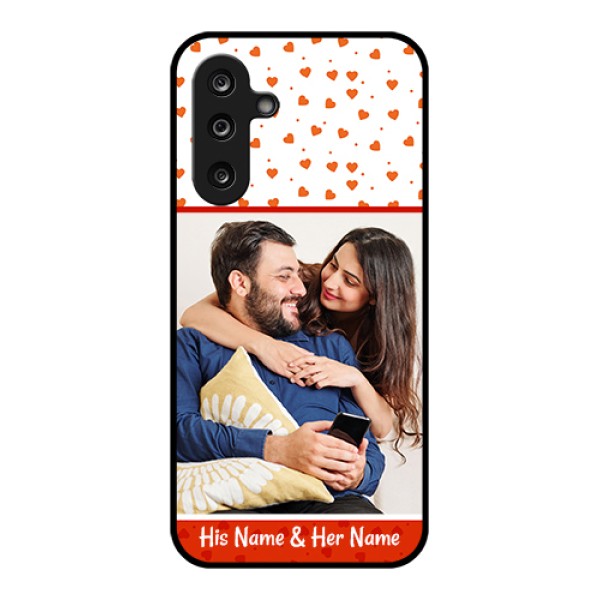 Samsung Galaxy M36 5G Custom Glass Phone Case - Orange Love Symbol Design Samsung Galaxy M36 5G Custom Glass Phone Case - Orange Love Symbol Design