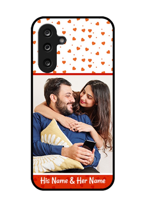 Samsung Galaxy M36 5G Custom Glass Phone Case - Orange Love Symbol Design