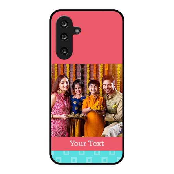 Samsung Galaxy M36 5G Custom Glass Phone Case - Peach & Blue Color Design Samsung Galaxy M36 5G Custom Glass Phone Case - Peach & Blue Color Design
