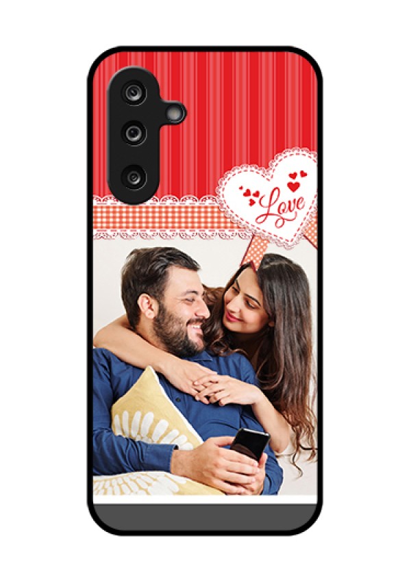 Samsung Galaxy M36 5G Custom Glass Phone Case - Red Love Pattern Design