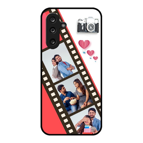 Samsung Galaxy M36 5G Custom Glass Phone Case - 3 Image Holder With Film Reel Samsung Galaxy M36 5G Custom Glass Phone Case - 3 Image Holder With Film Reel