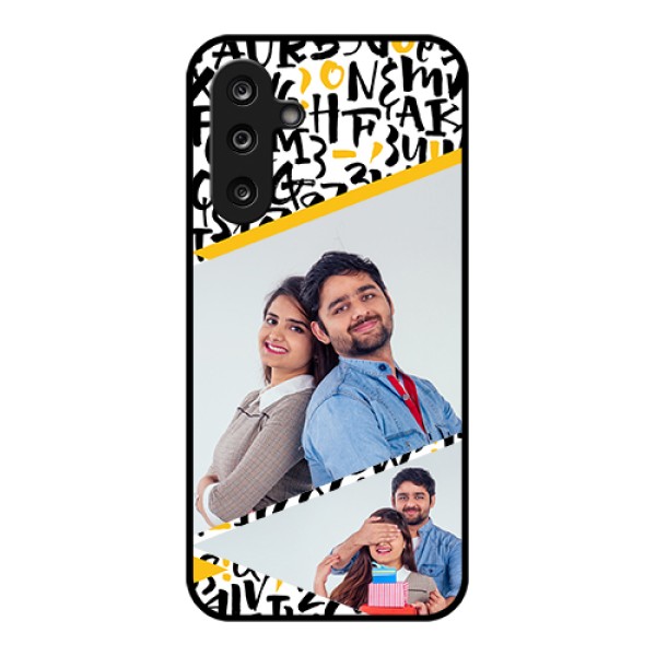 Samsung Galaxy M36 5G Custom Glass Phone Case - Letters Pattern Design Samsung Galaxy M36 5G Custom Glass Phone Case - Letters Pattern Design
