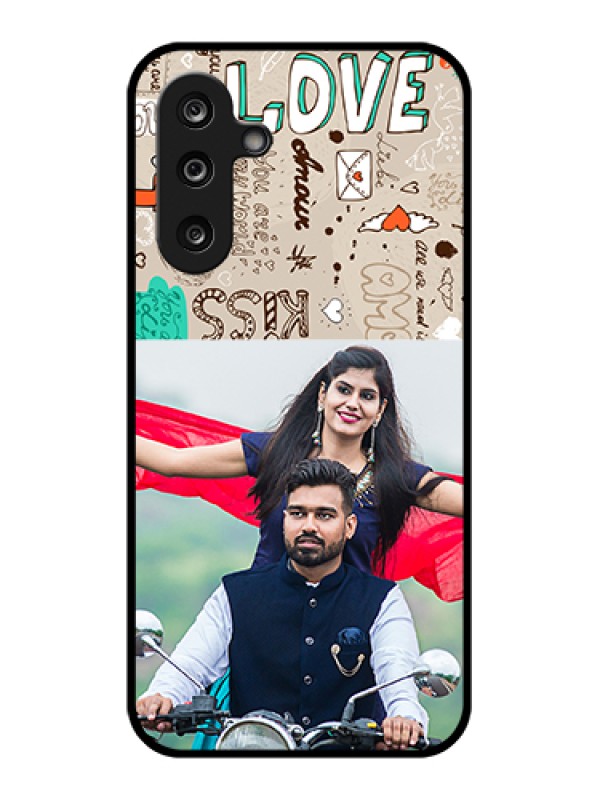 Custom Samsung Galaxy M36 5G Custom Glass Phone Case - Love Doodle Pattern