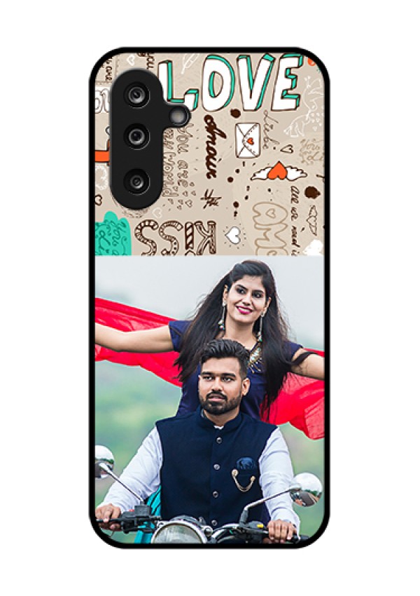 Samsung Galaxy M36 5G Custom Glass Phone Case - Love Doodle Pattern