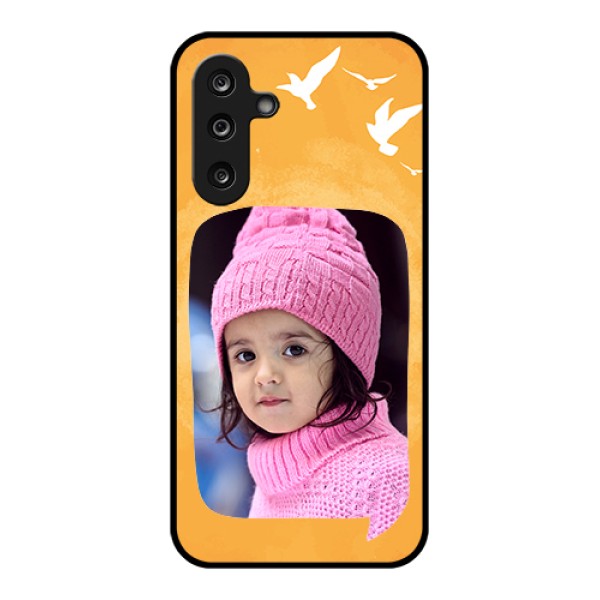 Samsung Galaxy M36 5G Custom Glass Phone Case - Water Color Design With Bird Icons Samsung Galaxy M36 5G Custom Glass Phone Case - Water Color Design With Bird Icons
