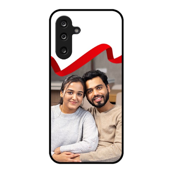Samsung Galaxy M36 5G Custom Glass Phone Case - Red Ribbon Frame Design
