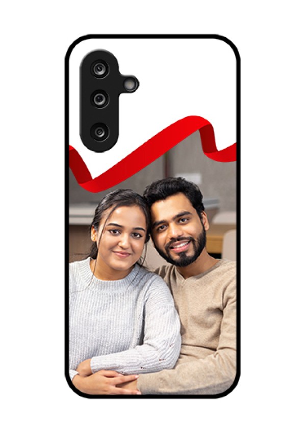 Samsung Galaxy M36 5G Custom Glass Phone Case - Red Ribbon Frame Design