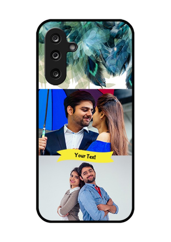 Samsung Galaxy M36 5G Custom Glass Phone Case - Image With Boho Peacock Feather Design