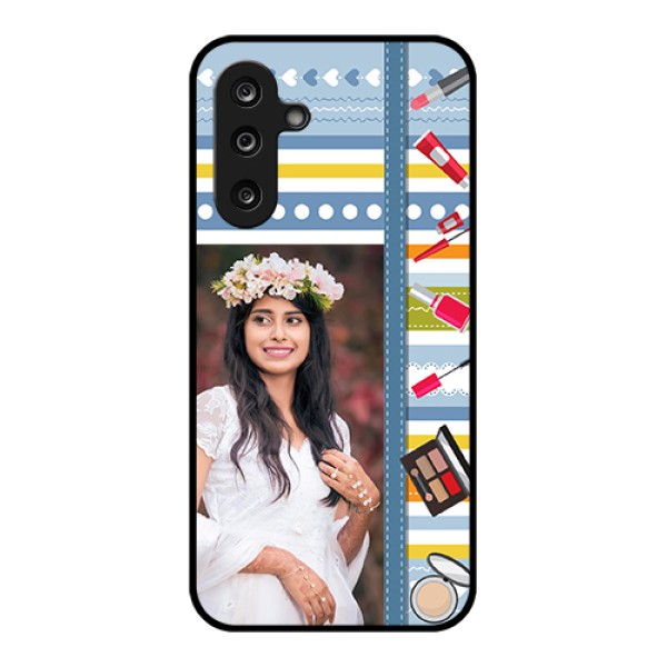 Samsung Galaxy M36 5G Custom Glass Phone Case - Makeup Icons Design Samsung Galaxy M36 5G Custom Glass Phone Case - Makeup Icons Design