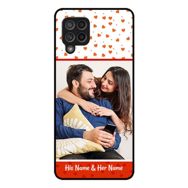 Galaxy M42 5G Custom Glass Phone Case - Orange Love Symbol Design