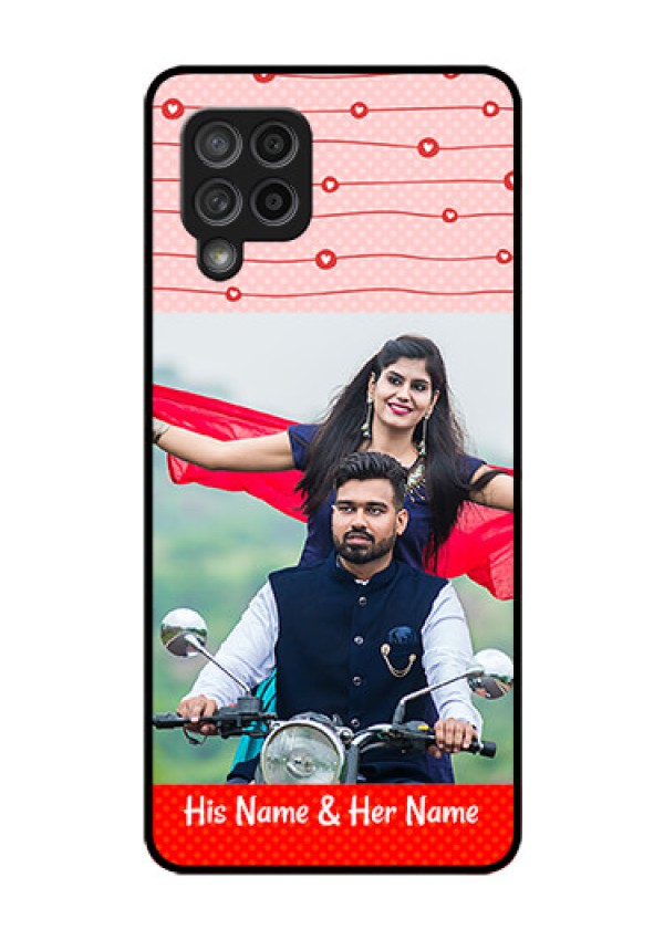 Galaxy M42 5G Personalized Glass Phone Case - Red Pattern Case Design