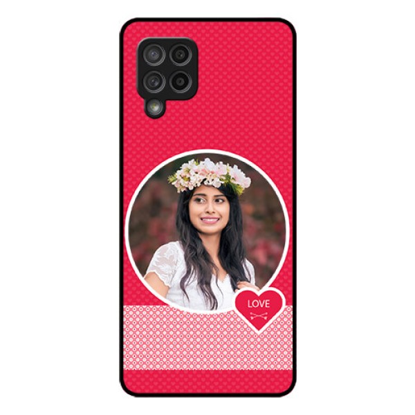 Galaxy M42 5G Personalised Glass Phone Case - Pink Pattern Design