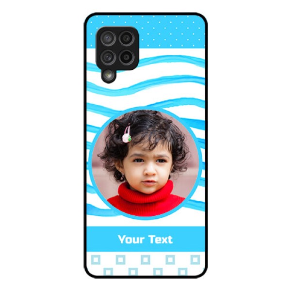 Galaxy M42 5G Custom Glass Phone Case - Simple Blue Case Design