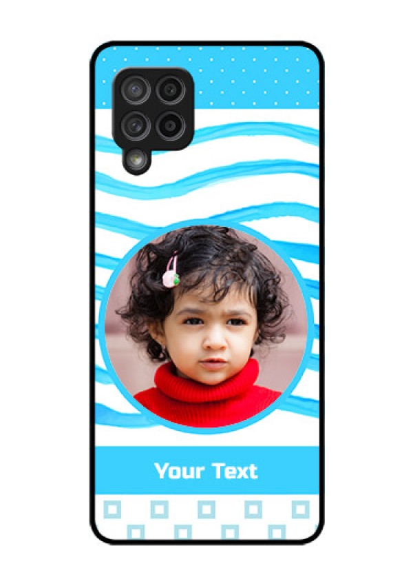 Galaxy M42 5G Custom Glass Phone Case - Simple Blue Case Design