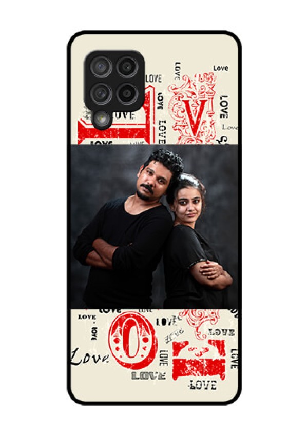 Galaxy M42 5G Photo Printing on Glass Case - Trendy Love Design Case
