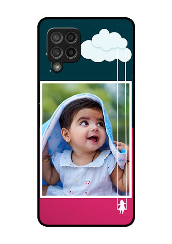 Galaxy M42 5G Custom Glass Phone Case - Cute Girl with Cloud Design