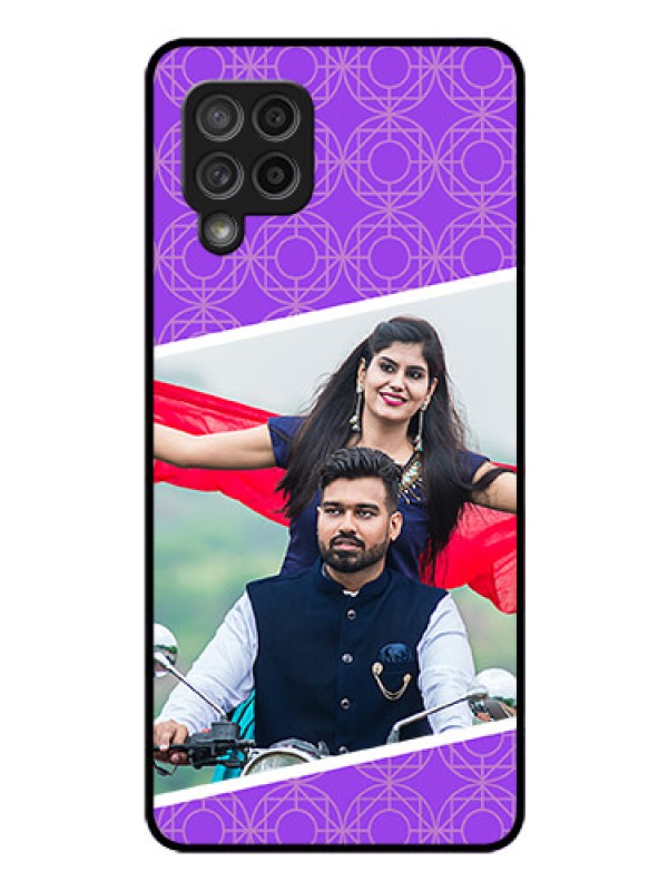 Custom Galaxy M42 5G Custom Glass Phone Case - Violet Pattern Design