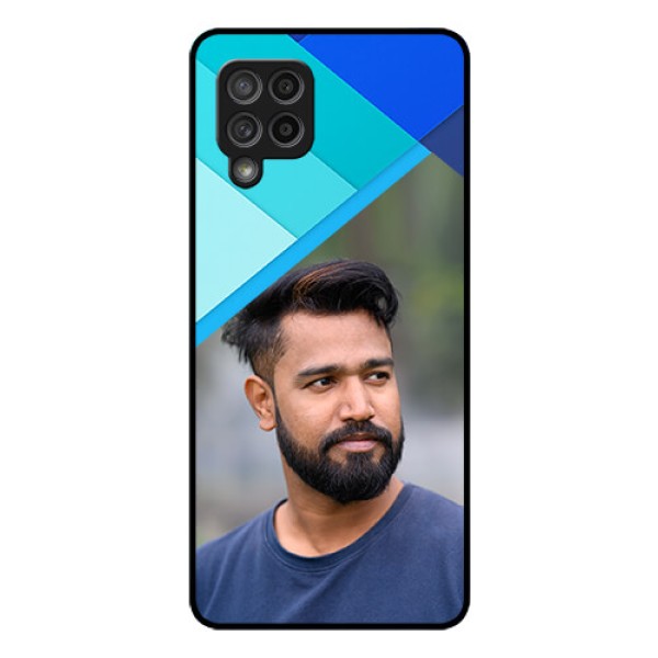 Galaxy M42 5G Custom Glass Phone Case - Blue Pattern Design