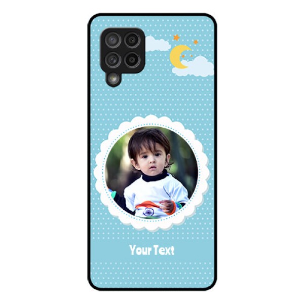 Galaxy M42 5G Personalised Glass Phone Case - Violet Pattern Design