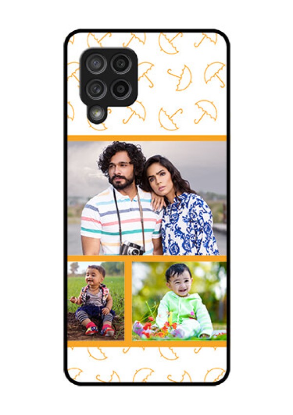 Galaxy M42 5G Custom Glass Mobile Case - Yellow Pattern Design