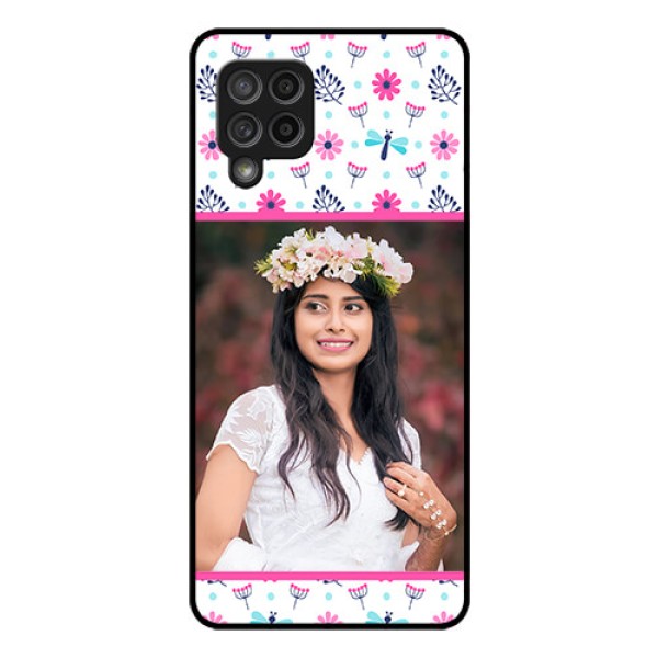 Galaxy M42 5G Photo Printing on Glass Case - Colorful Flower Design