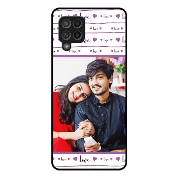 Galaxy M42 5G Custom Glass Mobile Case - Couples Heart Design