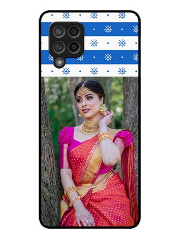 Custom Galaxy M42 5G Photo Printing on Glass Case - Snow Pattern Design