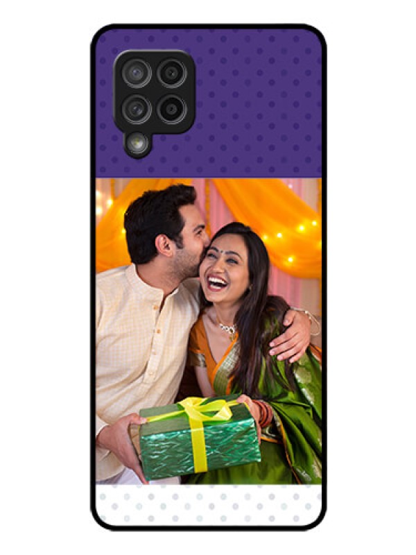 Custom Galaxy M42 5G Personalized Glass Phone Case - Violet Pattern Design