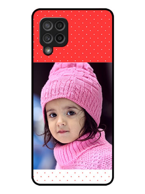 Custom Galaxy M42 5G Photo Printing on Glass Case - Red Pattern Design