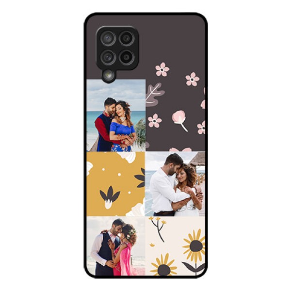 Galaxy M42 5G Photo Printing on Glass Case - 3 Images with Floral Design Galaxy M42 5G Photo Printing on Glass Case - 3 Images with Floral Design