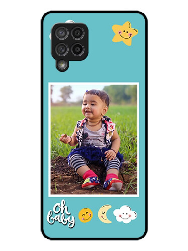 Custom Galaxy M42 5G Personalized Glass Phone Case - Smiley Kids Stars Design